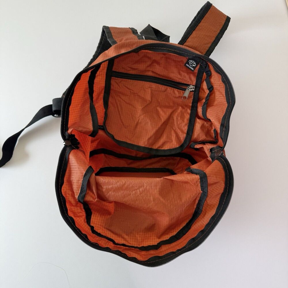 Harley-Davidson w/Bar & Shield Logo Orange Nylon Adjustable Backpack Daypack NEW - Picture 12 of 12